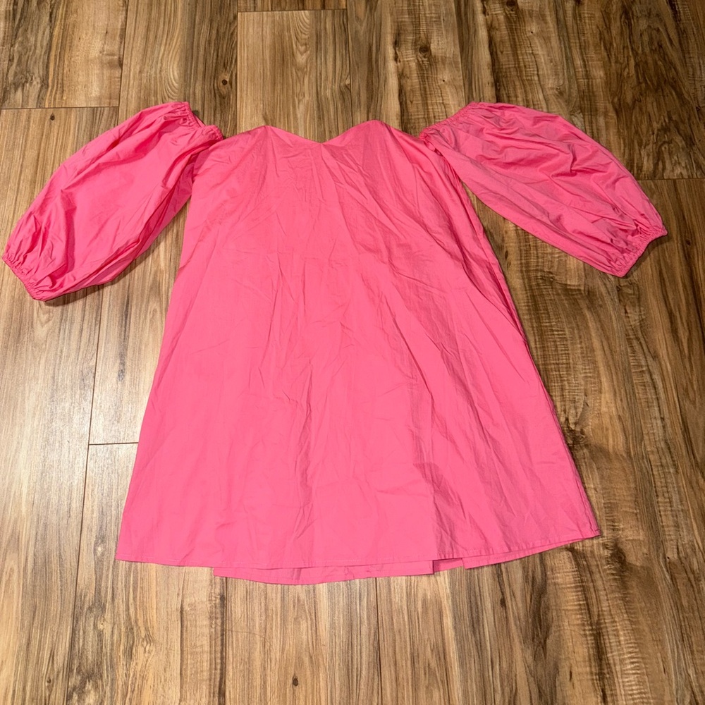Bird & Knoll Bubblegum Pink Parker Off-Shoulder Dress